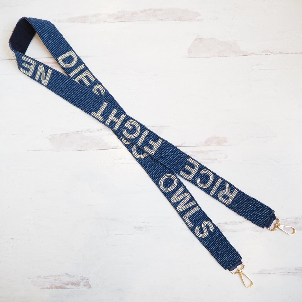 Beaded Rice University Go Owls Collegiate Game Day purse strap